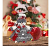 Bolsa de regalo de manzana de muñeco de nieve de Navidad, bolsa de manzana de Navidad, diseño de muñeca de felpa gris y rojo, soporte de almacenamiento reutilizable, 18 cm (rojo-gris)