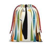 Bolsa de regalo de mediados de siglo con estampado de gato de arte moderno de 11.8 x 15.8 pulgadas con cierre de cinta roja para Halloween y Navidad, para adultos