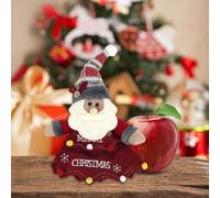 Bolsa de regalo de muñeco de nieve de Navidad, bolsa de manzana de Navidad, diseño de muñeca de felpa gris y rojo, soporte de almacenamiento reutilizable, 18 cm (rojo-blanco)