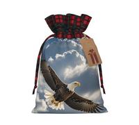Bolsa de regalo de Navidad, águila vuela en el cielo, bolsas de Navidad para suministros de fiesta de Navidad, bolsa con cordón, bolsa de caramelos, bolsas de envoltura para regalos de fiesta