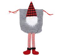 Bolsa de regalo de Navidad, bolsa con cordón para fiesta de Navidad, tela de felpa, diseño elegante, bolsa de regalo de Papá Noel sin rostro para cumpleaños, bodas, baby showers (gris)