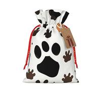 Bolsa de regalo de Navidad con cordón con estampado de huellas de animales, para cumpleaños, aniversarios, fiestas como embalaje de regalo