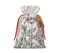 Bolsa de regalo de Navidad con cordón de grabado botánico de hierbas florales, para cumpleaños, aniversarios, fiestas como embalaje de regalo