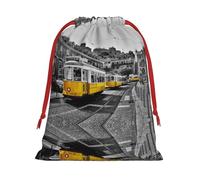 Bolsa de regalo de Navidad con cordón impreso de tren urbano, una opción conveniente para empaquetar pequeños regalos