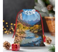 Bolsa de regalo de Navidad con cordón para el parque nacional Zion, bolsas de regalo reutilizables para vacaciones, bolsa de regalo de Navidad, bolsa de regalo de Navidad para envolver suministros de