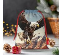 Bolsa de regalo de Navidad con cordón, un águila volando sobre bolsas de regalo, bolsas de regalo reutilizables, línea de regalos de Navidad, caja de regalo de Navidad, bolsa de regalo de Navidad para