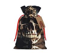 Bolsa de regalo de Navidad con cordón y diseño de calavera y roca, reutilizable, para fiestas de cumpleaños, bodas, vacaciones