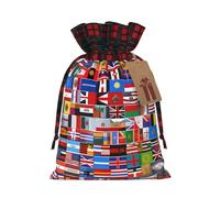 Bolsa de regalo de Navidad con diferentes banderas - Medias de arpillera para todos tus regalos de Navidad y necesidades de equipaje de mano