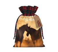 Bolsa de regalo de Navidad, con diseño de caballos enamorados, para fiestas de Navidad, suministros de fiesta de Navidad, bolsa con cordón, bolsas de envoltura para regalos y fiestas