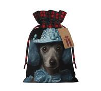 Bolsa de regalo de Navidad con diseño de caniche azul con lunares | Bolsa de regalo de yute festivo | Para tus necesidades de envoltura navideña