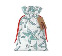 Bolsa de regalo de Navidad con diseño de estrella de mar - Regalo de fiesta con cordón - Perfecto para regalos de Navidad y equipaje de mano de regalo