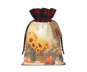 Bolsa de regalo de Navidad con diseño de girasoles debajo del alféizar de la ventana - Bolsa de regalo de arpillera para todos tus regalos de Navidad y necesidades de equipaje de mano