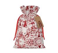 Bolsa de regalo de Navidad con diseño de oso y ciervo de animales silvestres, recuerdo de fiesta con cordón para vacaciones, perfecto para regalos de Navidad y equipaje de mano