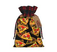 Bolsa de regalo de Navidad con diseño de pizza en 3D, bolsa de regalo de yute festivo, para tus necesidades de envoltura navideña