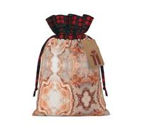 Bolsa de regalo de Navidad con estampado de mármol de oro rosa, bolsas de Navidad, diseño festivo a cuadros