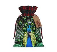 Bolsa de regalo de Navidad con estampado de pavo real fresco, reutilizable, para necesidades festivas de Navidad, bolsas de envoltura