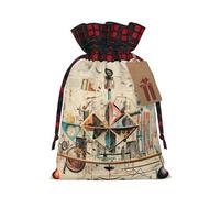 Bolsa de regalo de Navidad con impresión de física | Bolsa de regalo de yute festivo | Para tus necesidades de envoltura navideña