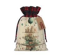 Bolsa de regalo de Navidad con impresión de física | Bolsa de regalo de yute festivo | Para tus necesidades de envoltura navideña