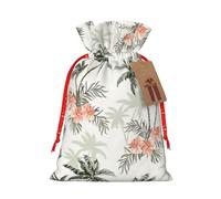 Bolsa de regalo de Navidad con palmeras tropicales, tamaño S, bolsa de regalo de lino para vacaciones, aniversario de Navidad como embalaje de regalo.