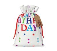 Bolsa de regalo de Navidad de arpillera con cordón, diseño de estrellas y Happy Fathers Day ideal para Navidad, cumpleaños