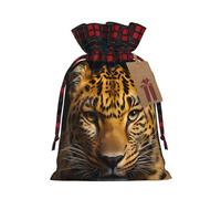 Bolsa de regalo de Navidad de leopardo de ojos profundos, bolsa de caramelo de yute para todos los regalos de Navidad y equipaje de mano