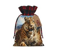 Bolsa de regalo de Navidad de leopardo en busca de presas - Bolsa de regalo de arpillera para todos sus regalos de Navidad y necesidades de equipaje de mano