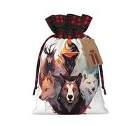 Bolsa de regalo de Navidad de lobos y renos - Bolsa de regalo de arpillera para todos tus regalos de Navidad y necesidades de equipaje de mano