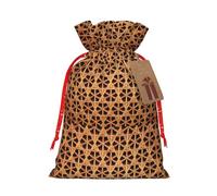 Bolsa de regalo de Navidad de rejilla tejida de mimbre, tamaño M, bolsa de regalo de lino para vacaciones, aniversario de Navidad como embalaje de regalo.