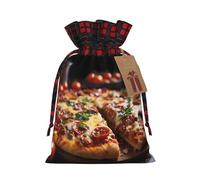 Bolsa de regalo de Navidad de salchicha deliciosa para pizza - Bolsa de regalo de arpillera para todos tus regalos de Navidad y necesidades de equipaje de mano