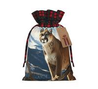 Bolsa de regalo de Navidad, diseño de pantera, león de montaña, bolsas de Navidad para suministros de fiesta de Navidad, bolsa con cordón, bolsa de caramelos, bolsas de envoltura para regalos de
