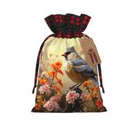 Bolsa de regalo de Navidad, gorrión, pájaros, cantan, bolsas de Navidad para suministros de fiesta de Navidad, bolsa con cordón, bolsa de caramelos, bolsas de envoltura para regalos de fiesta