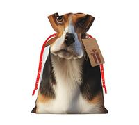 Bolsa de regalo de Navidad, lindo perro Beagle, bolsas de Navidad para suministros de fiesta de Navidad, bolsa con cordón, bolsas de recuerdos de fiesta, bolsa de caramelos para regalos