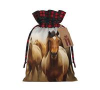 Bolsa de regalo de Navidad, muchos caballos, bolsas de Navidad para suministros de fiesta de Navidad, bolsa con cordón, bolsas de envoltura para regalos de fiesta