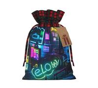 Bolsa de regalo de Navidad que brilla en la oscuridad, bolsas de Navidad para suministros de fiesta de Navidad, bolsa con cordón, bolsa de caramelos, bolsas de envoltura para regalos de fiesta