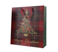 Bolsa de regalo de Navidad roja de tartán Merry Christmas - Varzi il Natale dal 1956