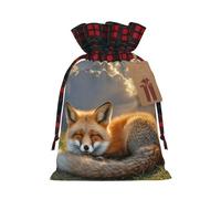Bolsa de regalo de Navidad, un zorro dormido, bolsas de Navidad para suministros de fiesta de Navidad, bolsa con cordón, bolsa de caramelos, bolsas de envoltura para regalos de fiesta
