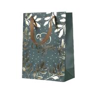 Bolsa de regalo de Navidad verde con hojas Merry Christmas - Varzi il Natale dal 1956