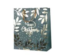 Bolsa de regalo de Navidad verde con hojas Merry Christmas - Varzi il Natale dal 1956