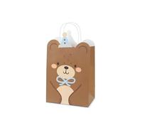 Bolsa de regalo de oso con asa, 18 x 10 x 29 cm, bolsas de papel para rellenar para regalos y obsequios, bolsas de fiesta con fondo para cumpleaños infantiles, baby shower, fiesta temática, color