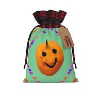 Bolsa de regalo de Papá Noel con diseño de cítricos sonrientes, bolsas de tela con cordón, ideal para envolver regalos y celebraciones festivas