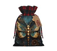Bolsa de regalo de Papá Noel con diseño de flor de libélula dorada y delicada bolsa de regalo de Navidad, bolsas de tela con cordón, ideal para envolver regalos y celebraciones festivas