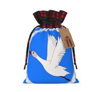 Bolsa de regalo de Papá Noel de ganso blanco volador, bolsas de tela con cordón, ideal para envolver regalos y celebraciones festivas
