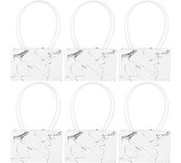 Bolsa de regalo de papel 6 bolsas de regalo de flores de papel Kraft, caja de embalaje de ramo, bolsas de papel impermeables con asa (color: rojo) (Size : White)