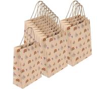 Bolsa de regalo de papel de color crema con diseño de arcoíris - 12 unidades en juego - Tamaño 18 x 8 x 23 cm o 25 x 8,5 x 34,5 cm - Perfecto para cualquier ocasión (18 x 8 x 23 cm)