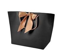 Bolsa de regalo de papel negro, 10 bolsas de embalaje boutique con asa dorada para ropa, bolsas de papel de embalaje boutique de maquillaje para compras de regalos de boda(2#)