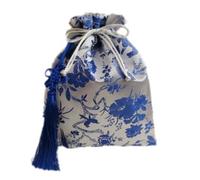 Bolsa de regalo de seda china para joyas, Bolsas for joyas de brocado seda con forro gamuza y cordón ajustable, multicolor, varios tamaños(White China Knot)