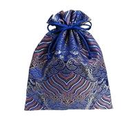 Bolsa de regalo de seda china para joyas, Bolsita for joyas de brocado seda bordado con cordón y forro gamuza, 7.87 x 9.84 pulgadas, multicolor(Blue (Wave))