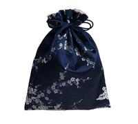 Bolsa de regalo de seda china para joyas, Bolsita for joyas de brocado seda con cordón ajustable y forro gamuza, 20 x 25 cm, multicolor(Blu)