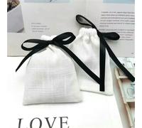 bolsa de regalo de tela con cuerda, Bolsa de regalo de algodón blanco con cordón, varios tamaños, surtido de cantidades(100pcs With Logo,6x8inch(15x20cm))
