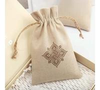 bolsa de regalo de tela con cuerda, Bolsas de regalo con cordón de tela de lino, varios tamaños, paquete de 50 unidades(300pcs With Logo,5x6.5inch(13x17cm))